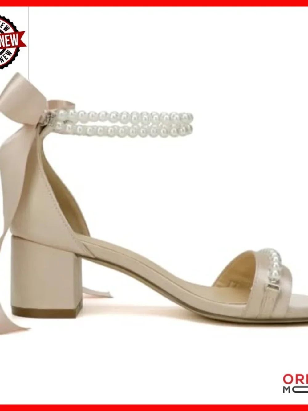 Pearl Embellished Block Heel Wedding Sandals Size EU 36-41